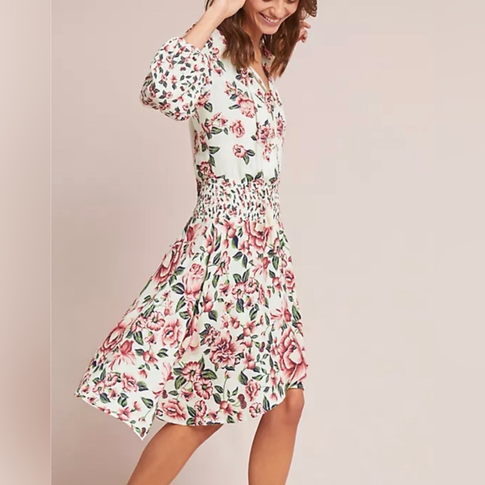FARM Rio Anthropology Annabel smocked  Floral Print Dress